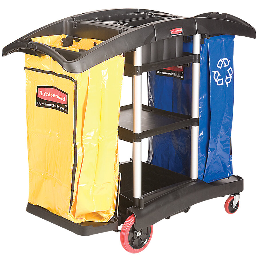 Rubbermaid FG9T7900BLA Double Capacity Janitor Cart