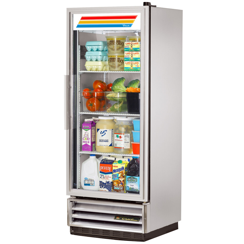 True T12GLD 25" Single Glass Door Reach In Refrigerator with LED Lighting