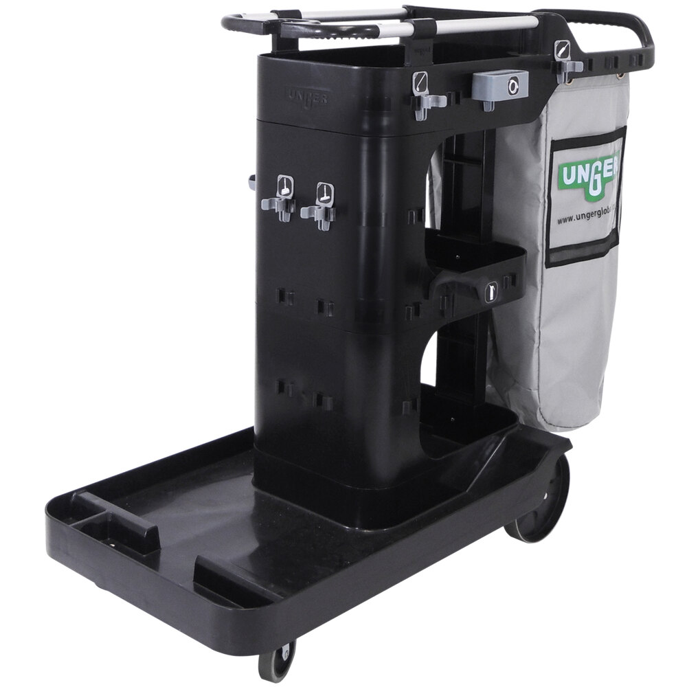 Unger RRCRT Better Cleaning Janitorial Cart with Vinyl Trash Bag