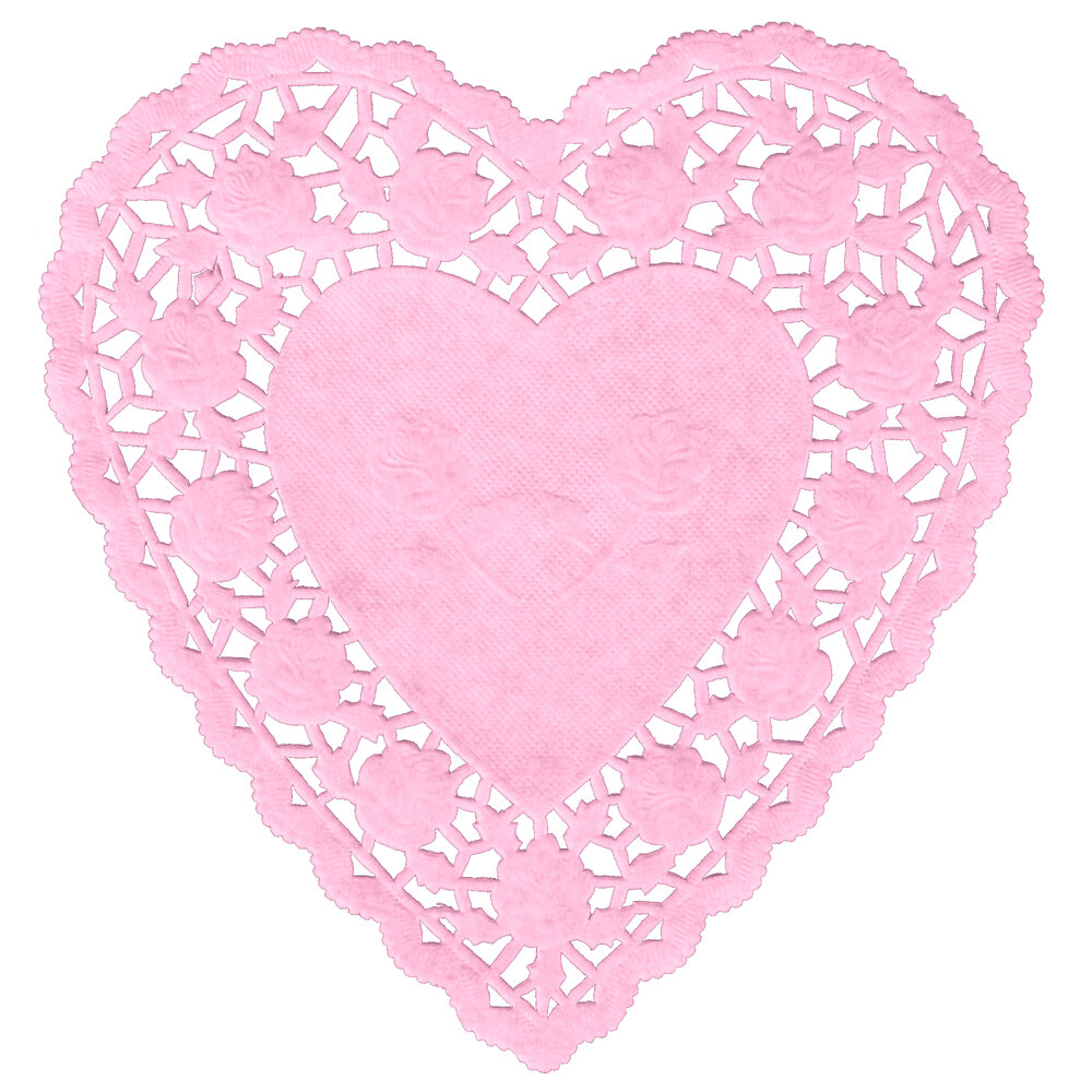 Pink 6" Paper Heart Doilies 1000/Case