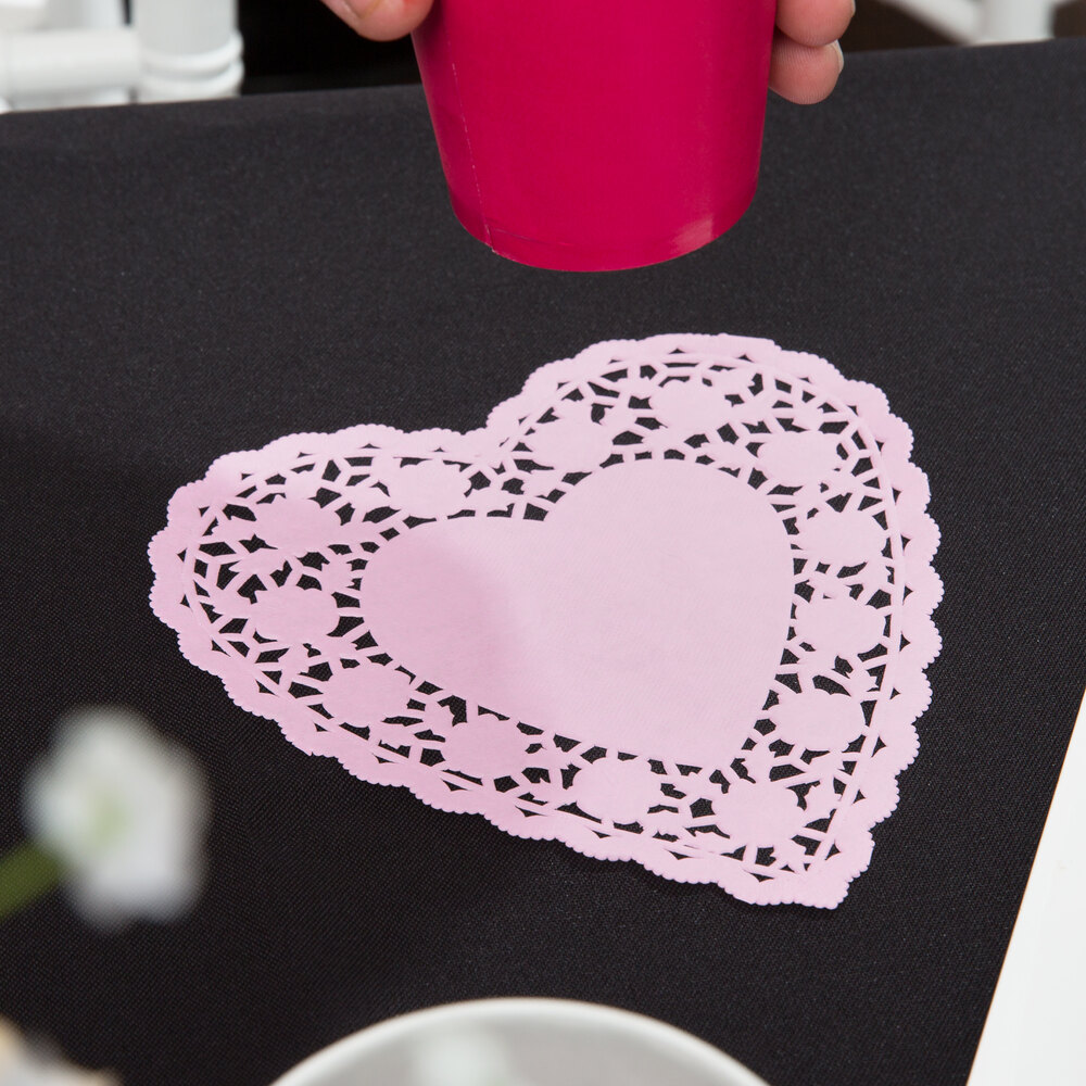6" Pink Paper Heart Doilies 1000/Case