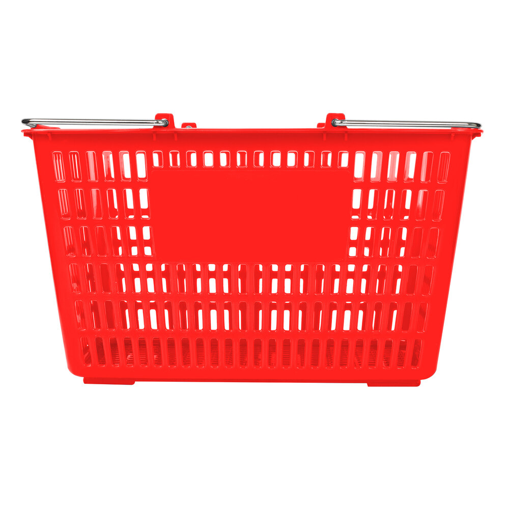 Red 18 3/4" x 11 1/2" Plastic Grocery Market Shopping Basket