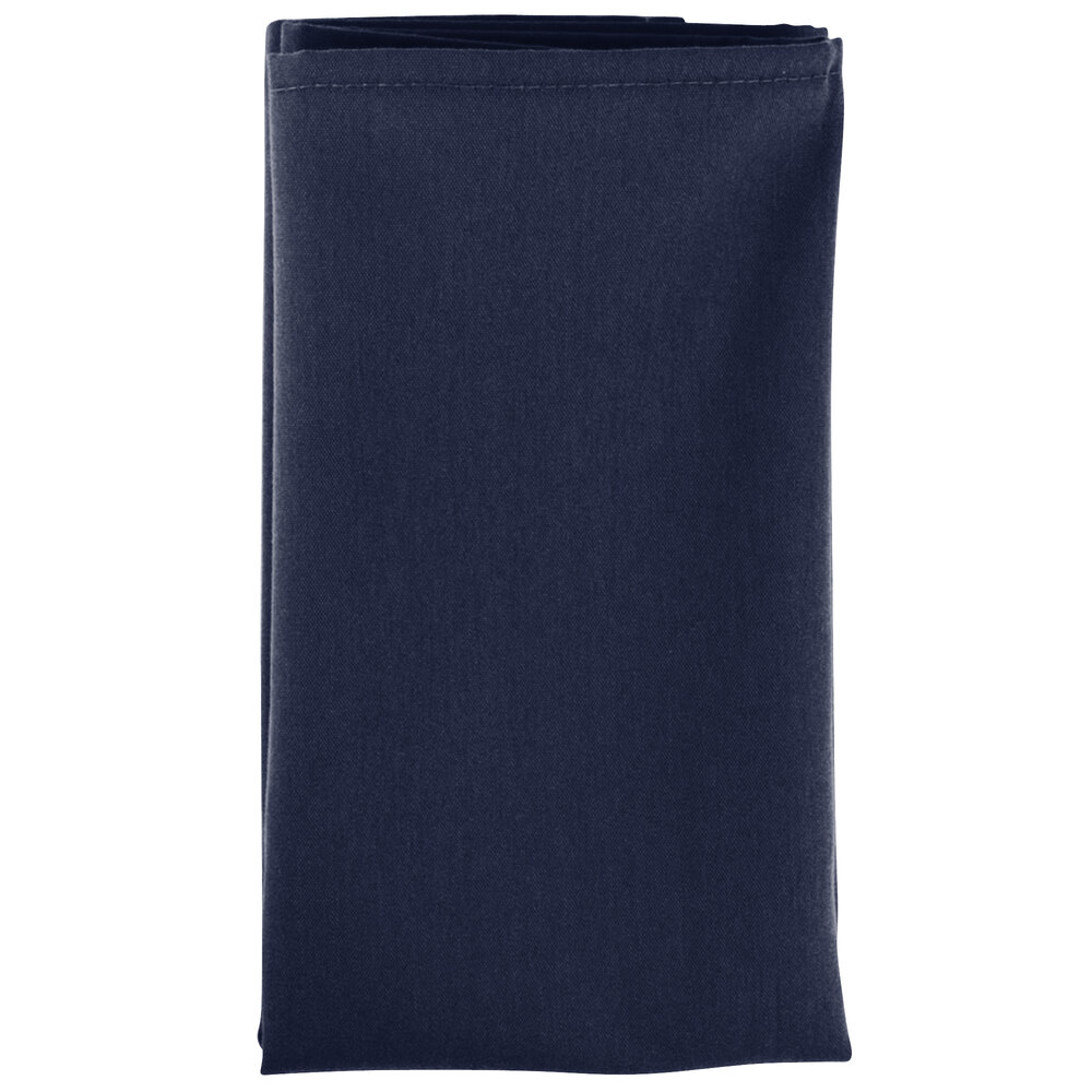18" x 18" Navy Blue Hemmed Polyspun Cloth Napkin 12/Pack
