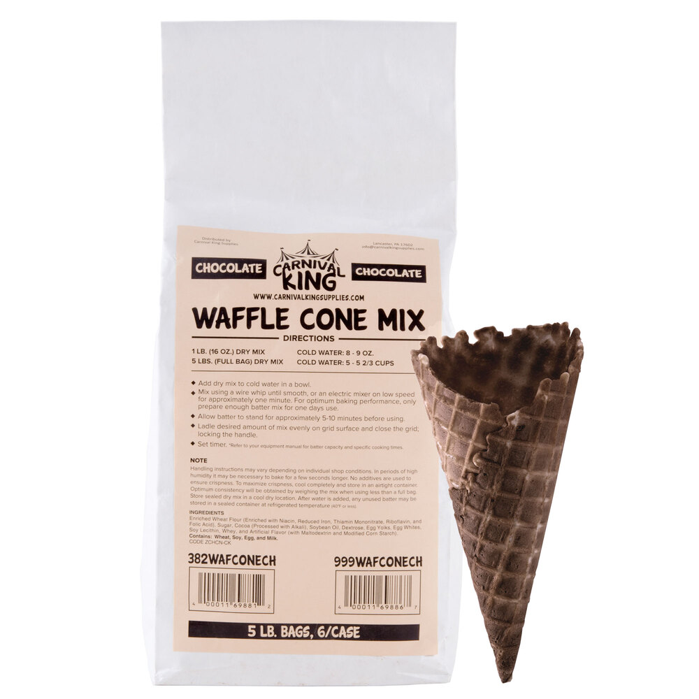 Carnival King Chocolate Waffle Cone Mix 5 lb. Bags 6 / Case