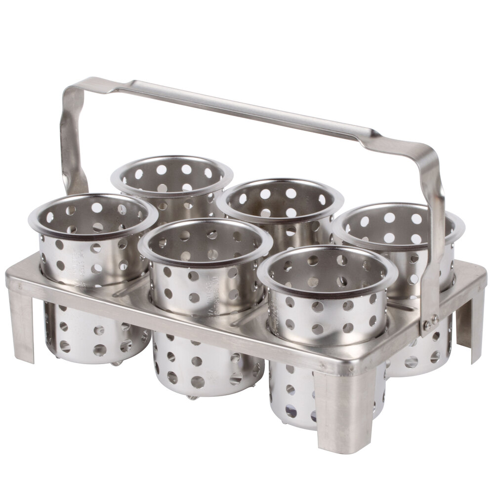 SterilSil BS6SS Stainless Steel 6Hole Silverware Cylinder Basket