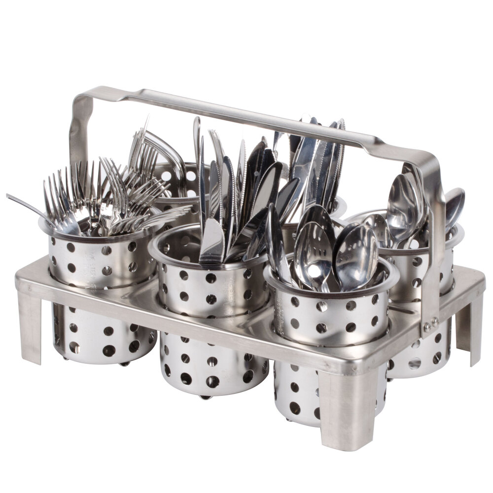 SterilSil BS6SS Stainless Steel 6Hole Silverware Cylinder Basket