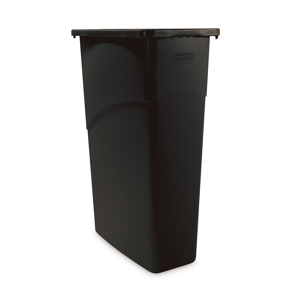 Rubbermaid 354000 Slim Jim Wall Black Wall Hugger Trash Can 23 Gallon