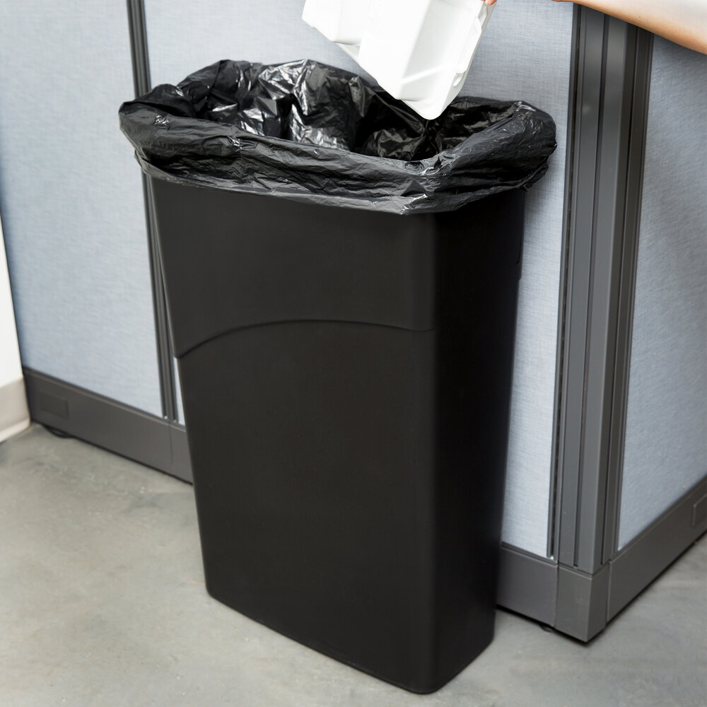 Rubbermaid 354000 Slim Jim Wall Black Wall Hugger Trash Can 23 Gallon