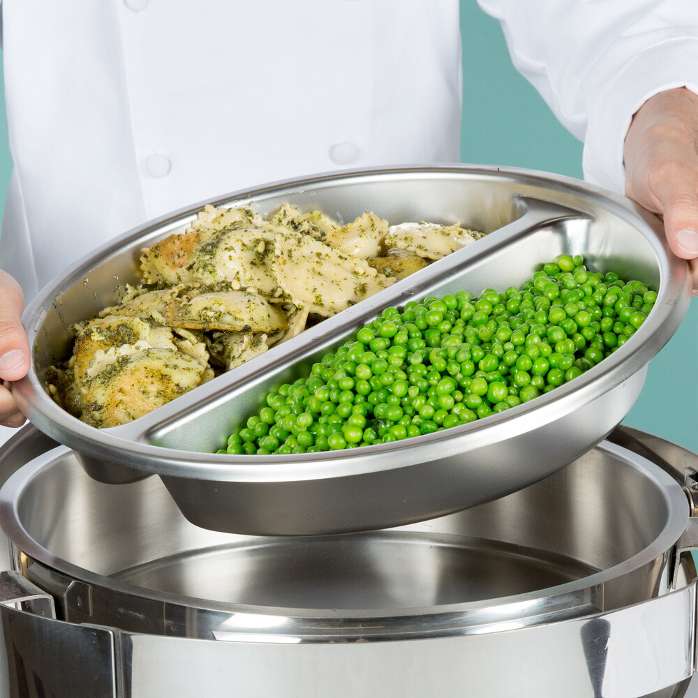 Stainless Steel Round Divided Food Pan for 6 Qt. Round Roll Top Chafer