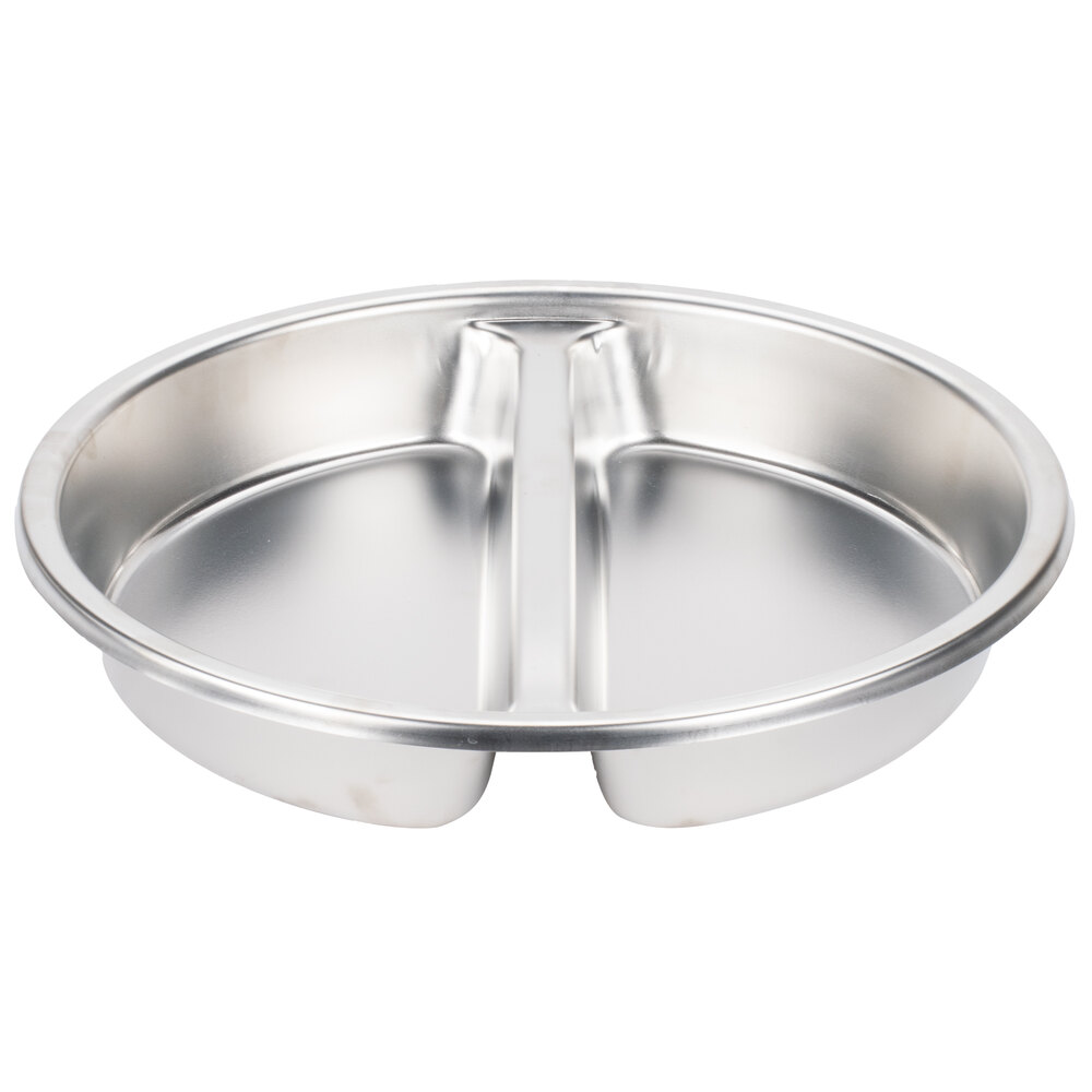 Stainless Steel Round Divided Food Pan for 6 Qt. Round Roll Top Chafer