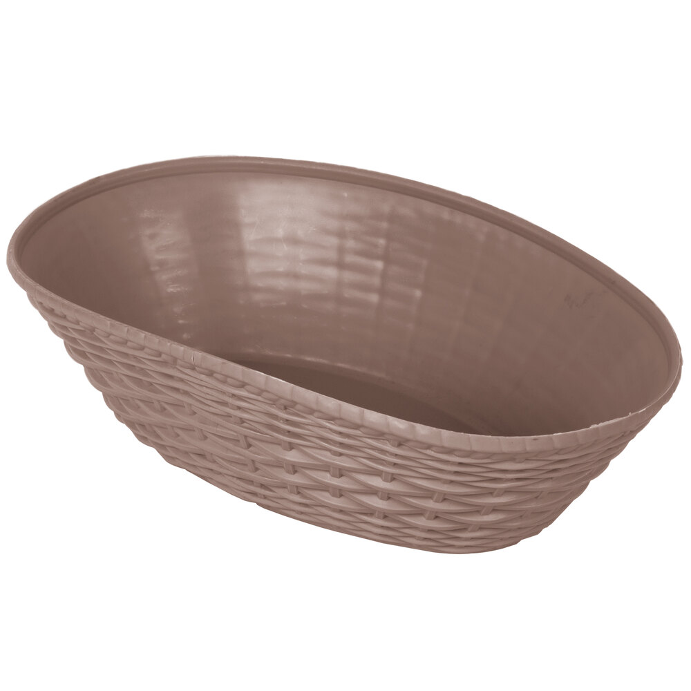Carlisle 650401 WeaveWear Brown Oval Plastic Serving Basket 9" x 6 1/4