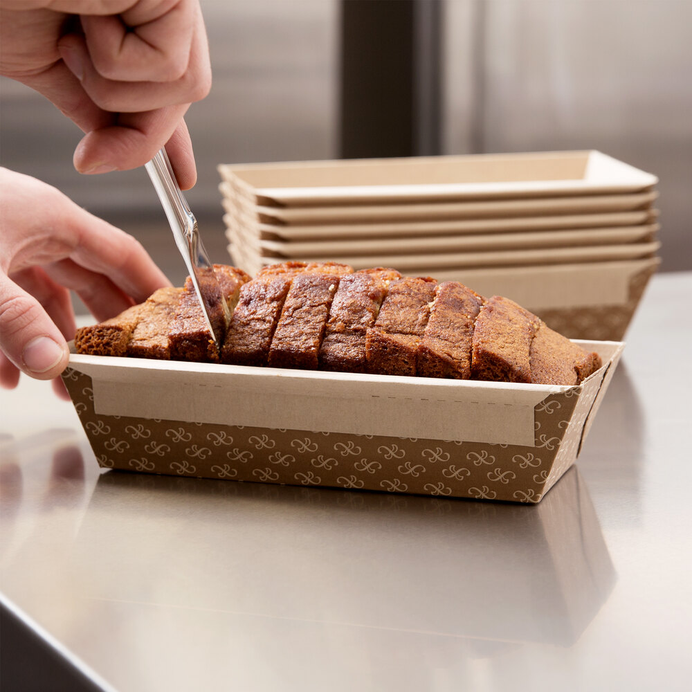 Solut 31906 1 lb. Bake and Show Corrugated Kraft Paper Bread Loaf Pan