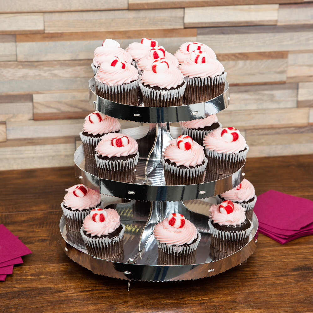 Wilton 15120861 3Tier Disposable Cupcake Display Stand With Silver