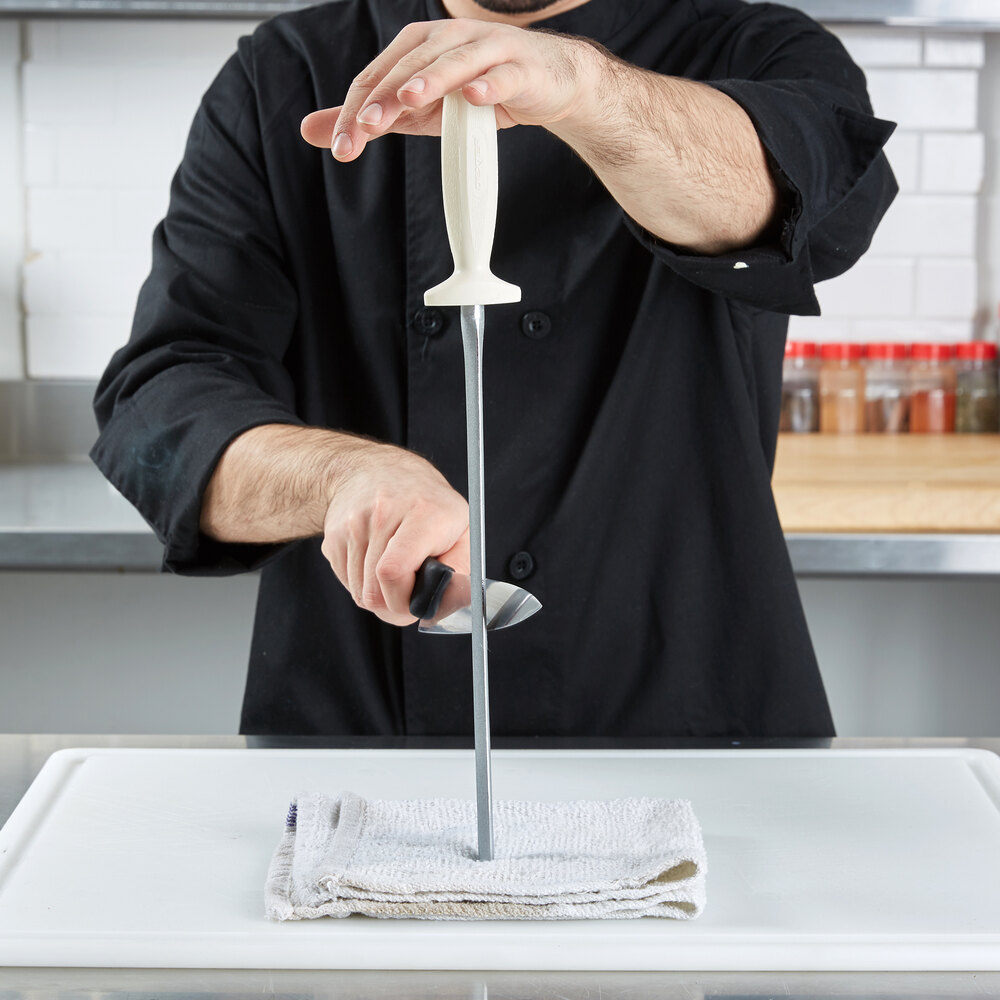 DexterRussell 07633 12" Oval Diamond Knife Sharpening Steel with White