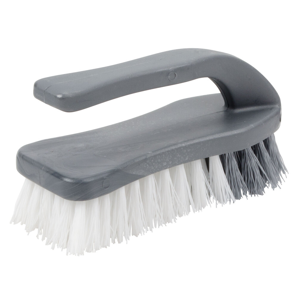 ACS B125 5 1/2" Scrubble Iron Handle Scrub Brush with Poly Bristles