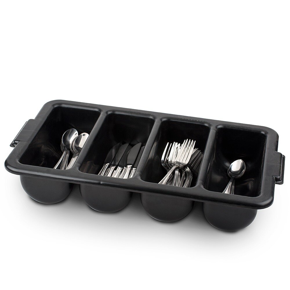 4 Compartment Cutlery Box Black