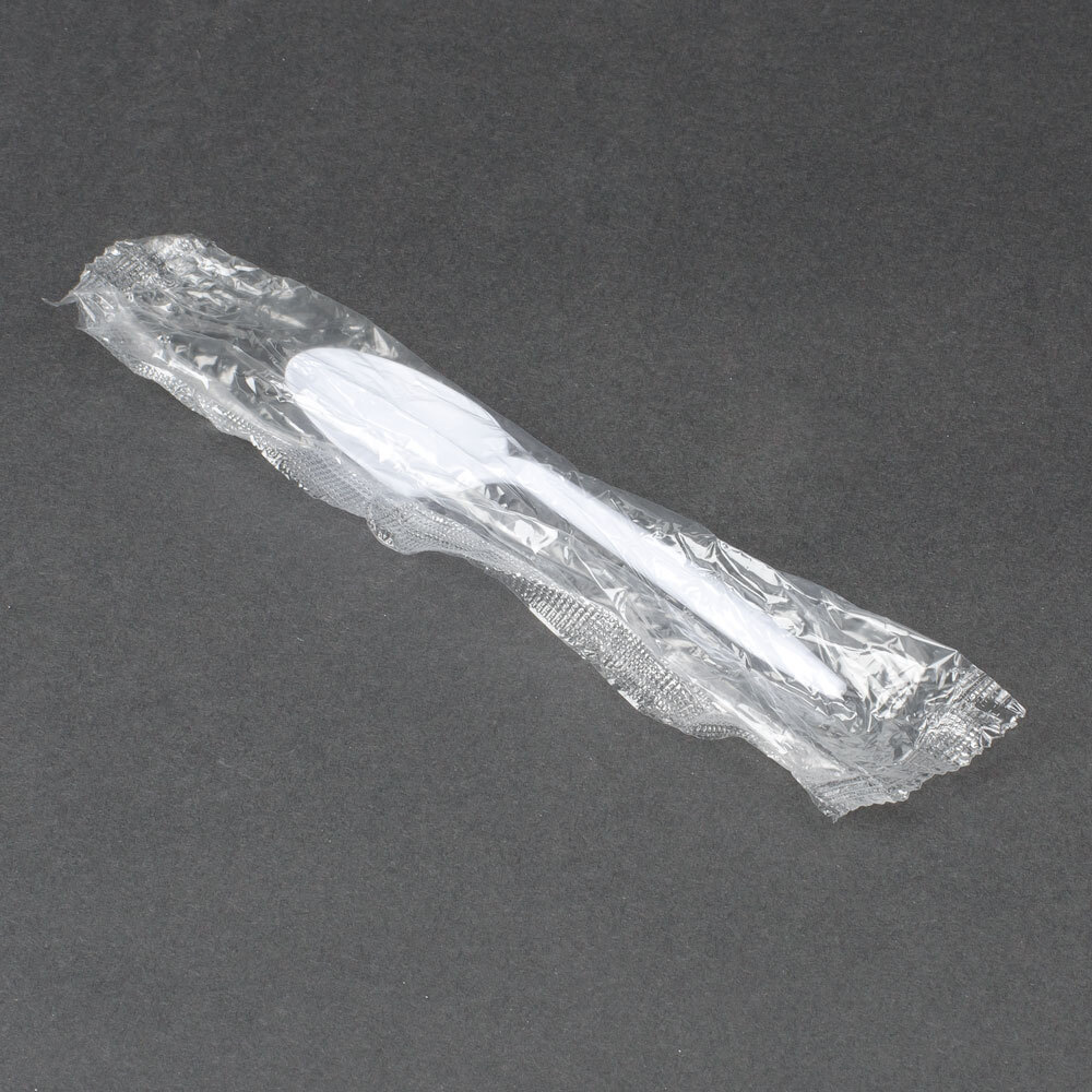 Choice Individually Wrapped Medium Weight White Plastic Spoon 1000/Case