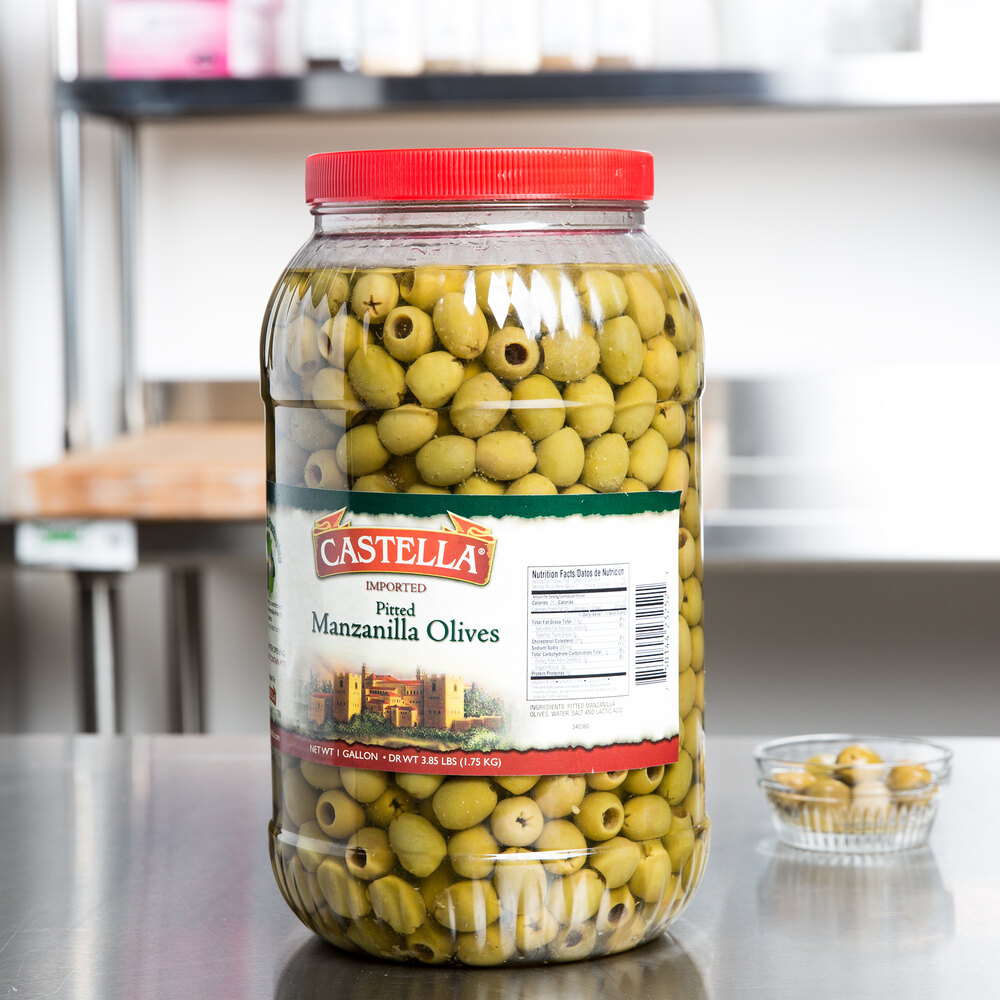 Castella Manzanilla Pitted Olives 1 Gallon