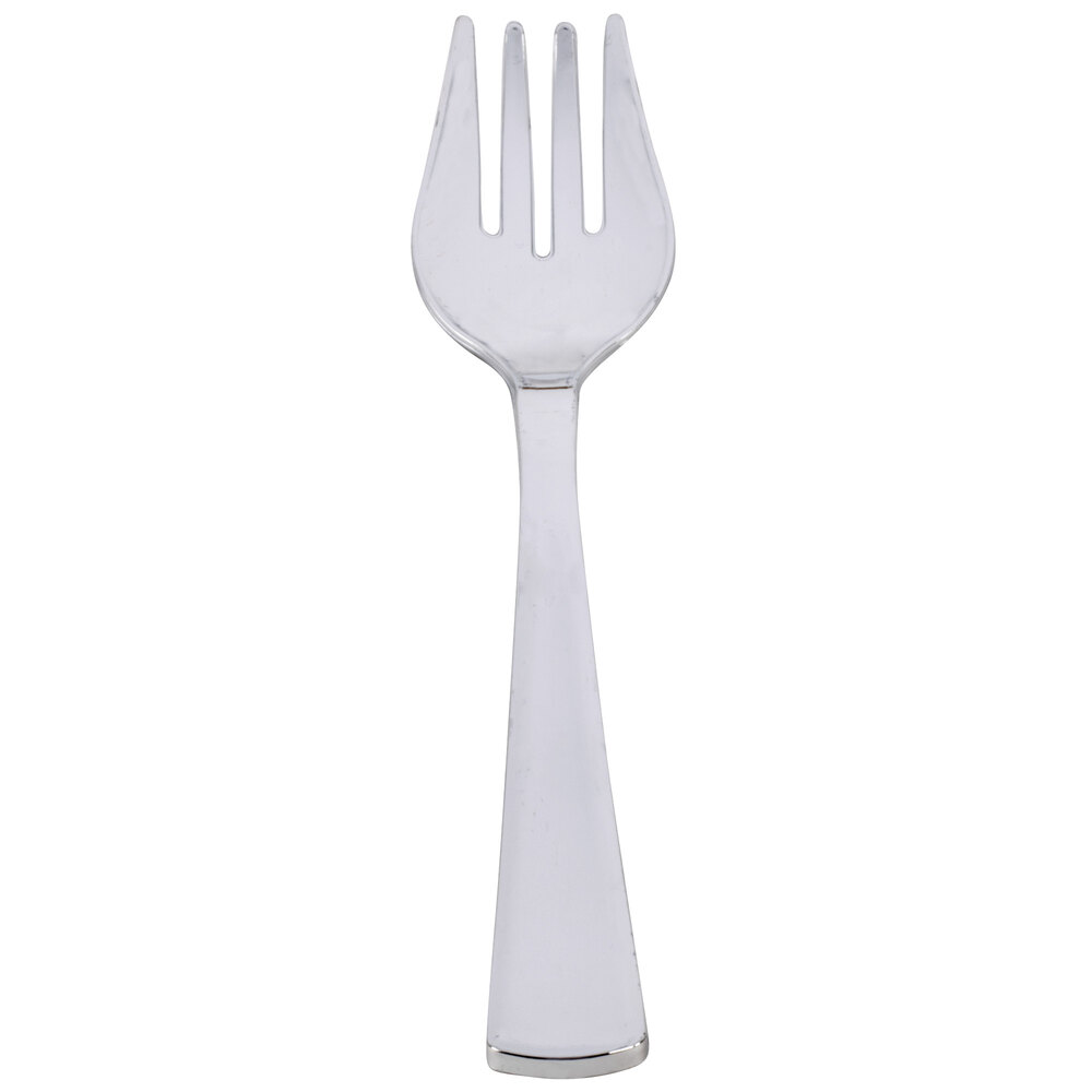 Silver Visions 10" Heavy Weight Silver Plastic Serving Fork 6/Pack