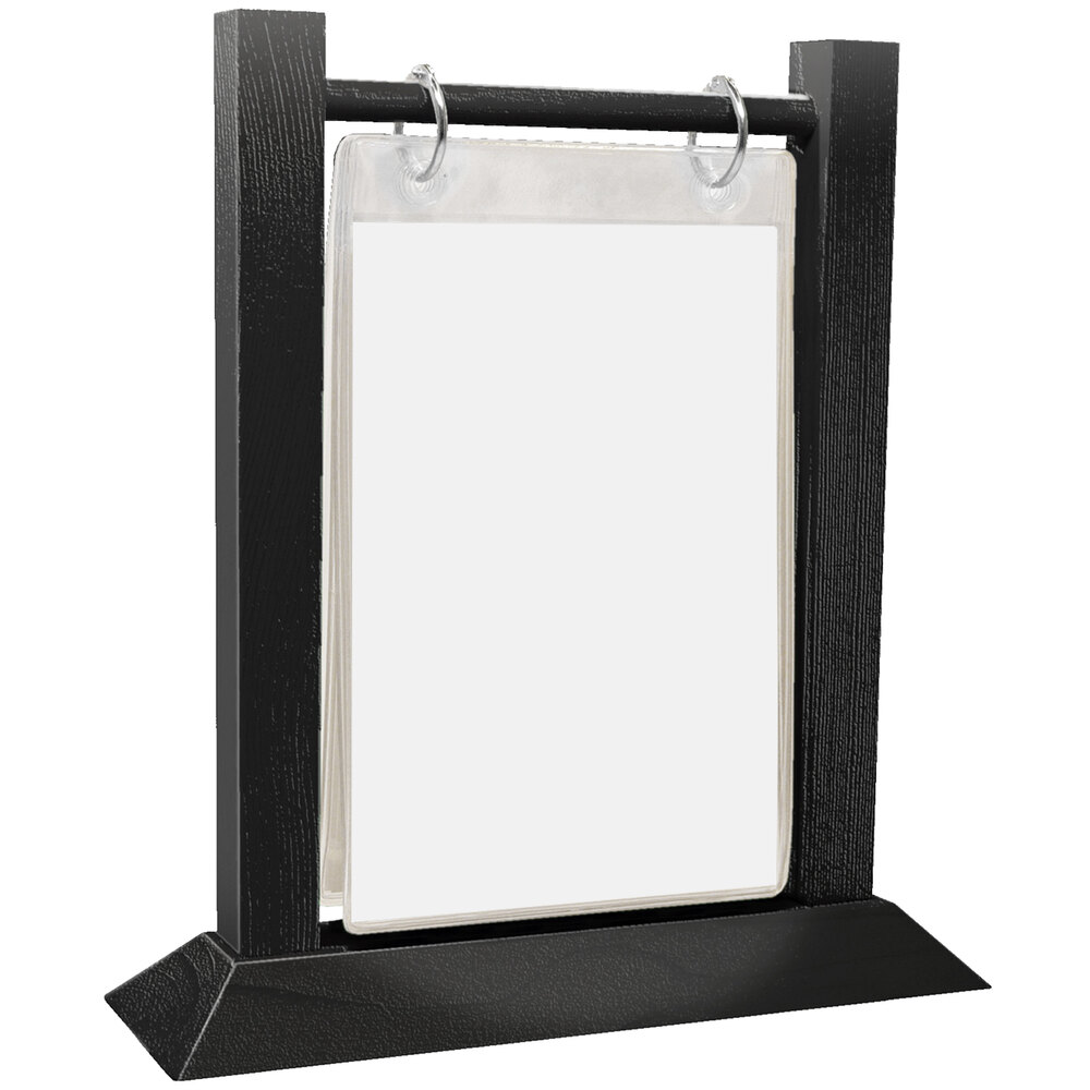 Menu Solutions WFT4SA 4" x 6" Black Wood Flip Top Table Tent