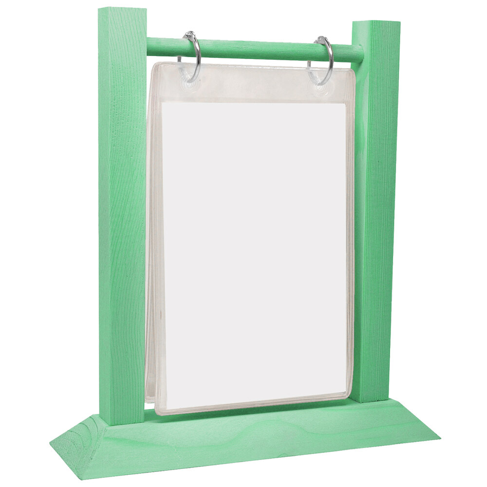 Menu Solutions WFT4SA 4" x 6" Teal Wood Flip Top Table Tent