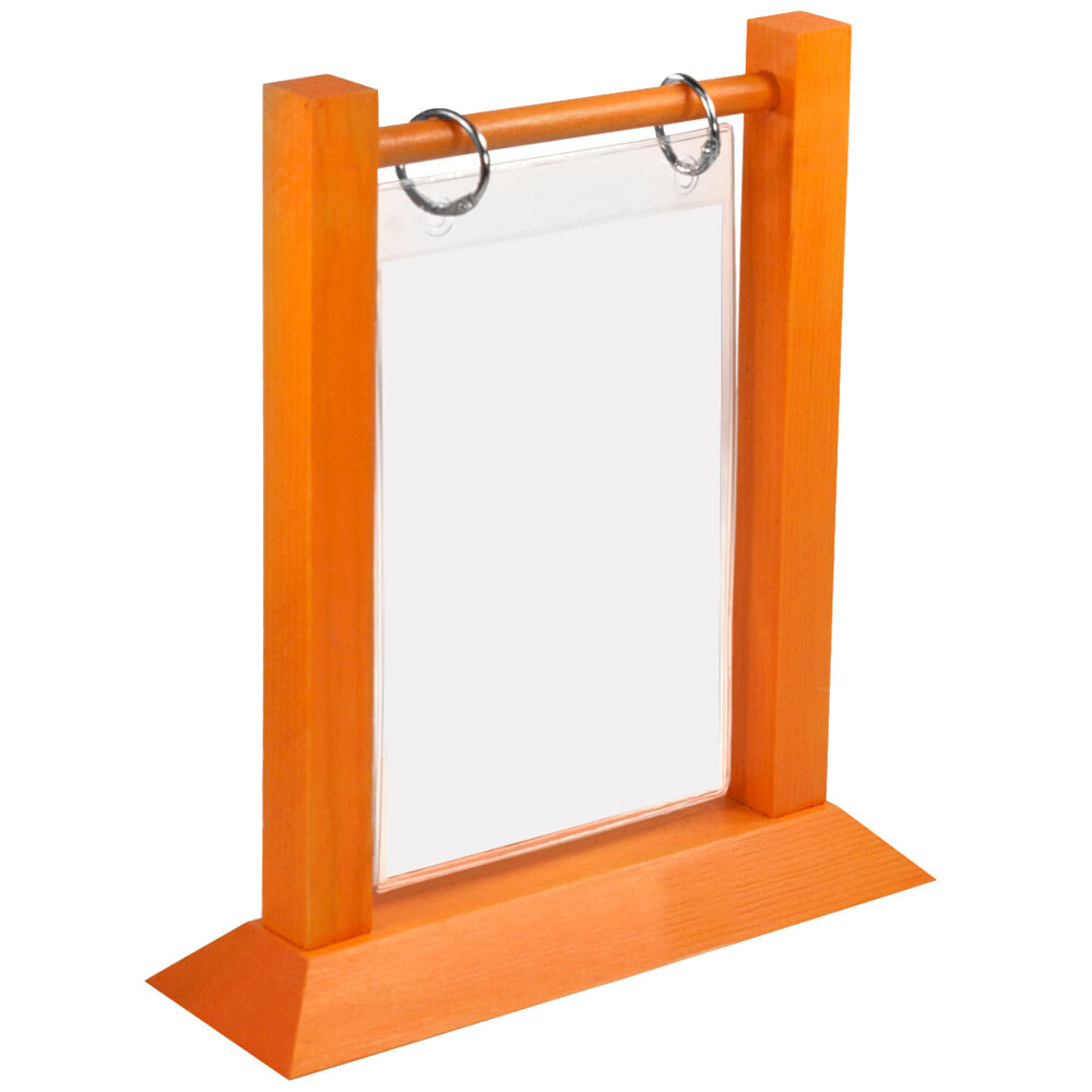 Menu Solutions WFT4SA 4" x 6" Mandarin Wood Flip Top Table Tent