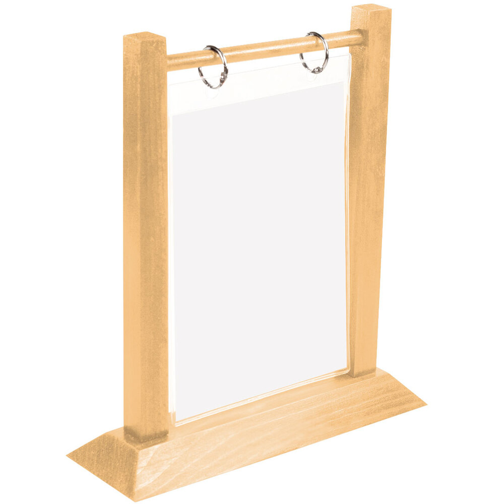 Menu Solutions WFT4SB 5" x 7" Natural Wood Flip Top Table Tent
