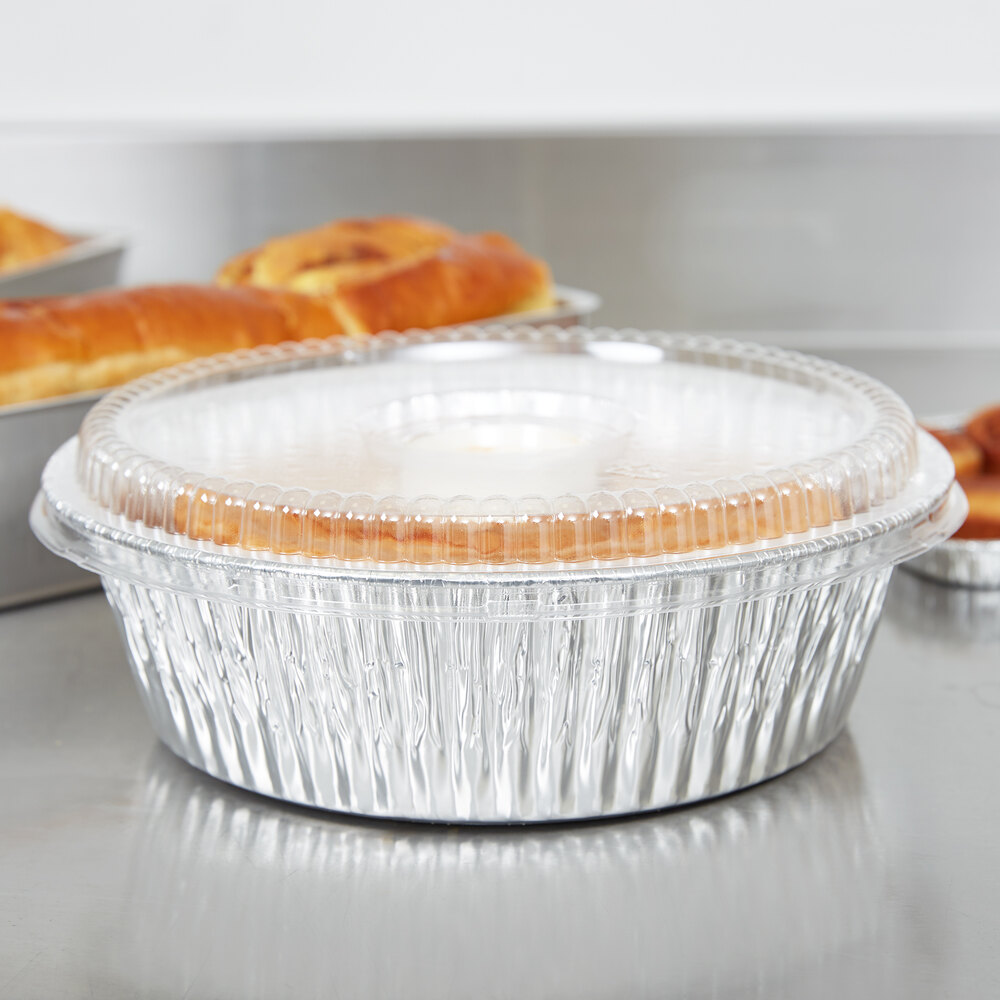 D&W Fine Pack D62 10" Aluminum Foil Angel Food Pan with Clear Dome Lid
