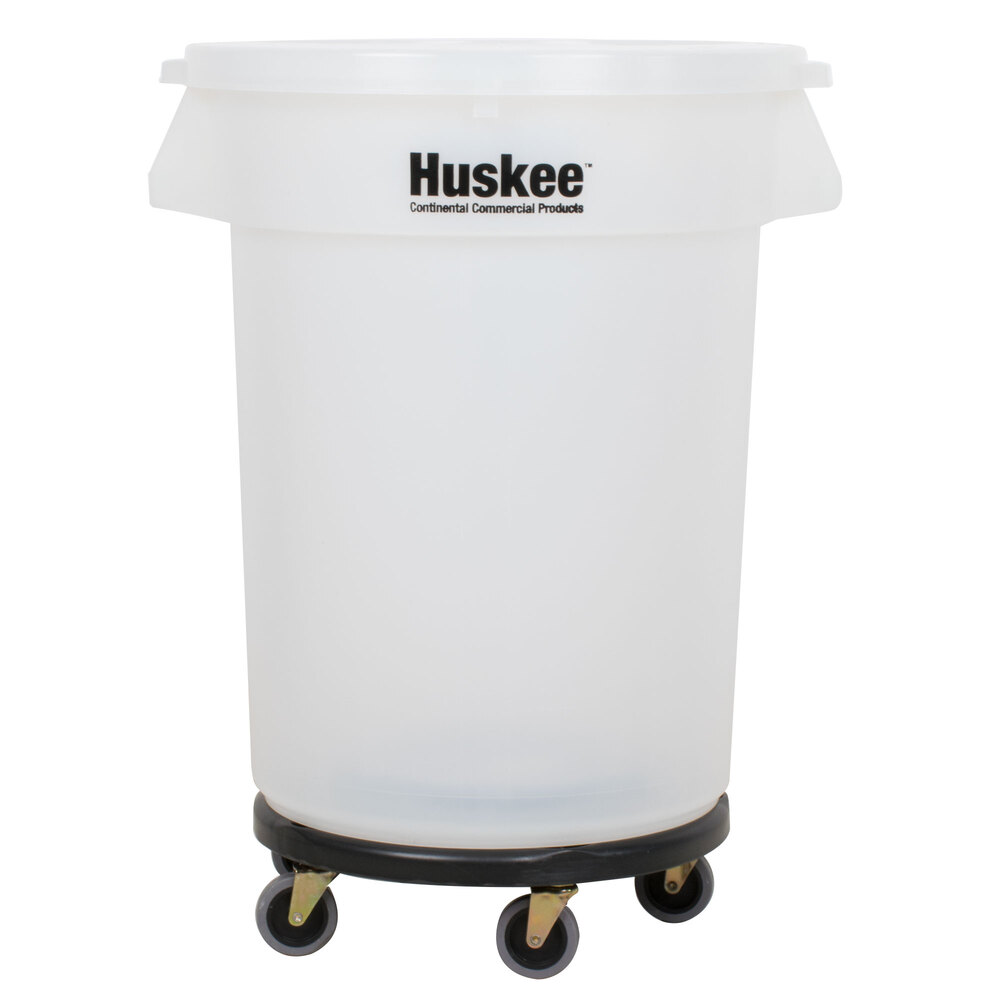 Continental 3200CL Huskee 32 Gallon Clear Trash Can, Clear Lid, and