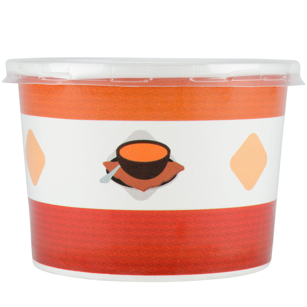Choice 12 oz. DoubleWall Poly Paper Soup / Hot Food Cup with Plastic