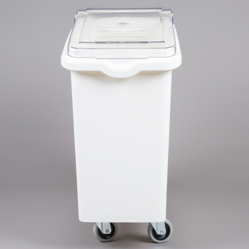 Choice 21 Gallon White Mobile Ingredient Storage Bin with Lid