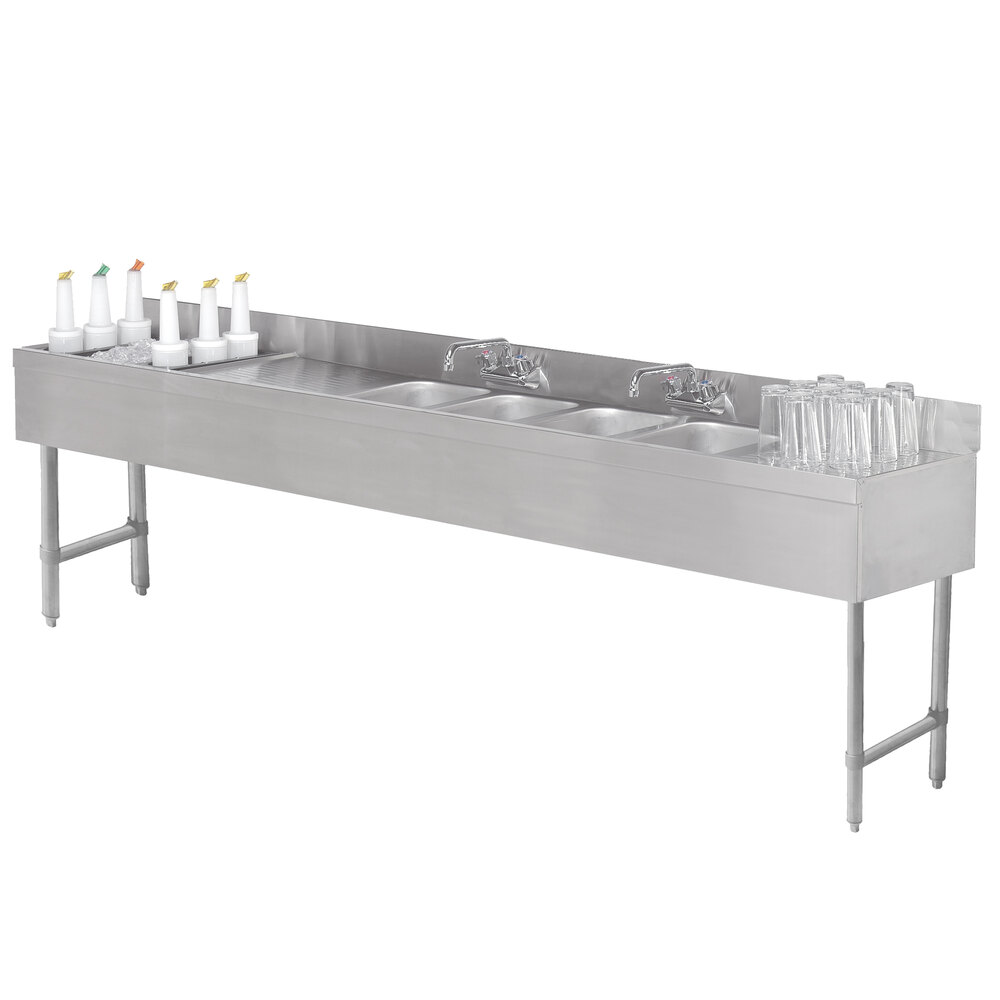 Advance Tabco SLC84CL Four Compartment Stainless Steel Bar Sink and