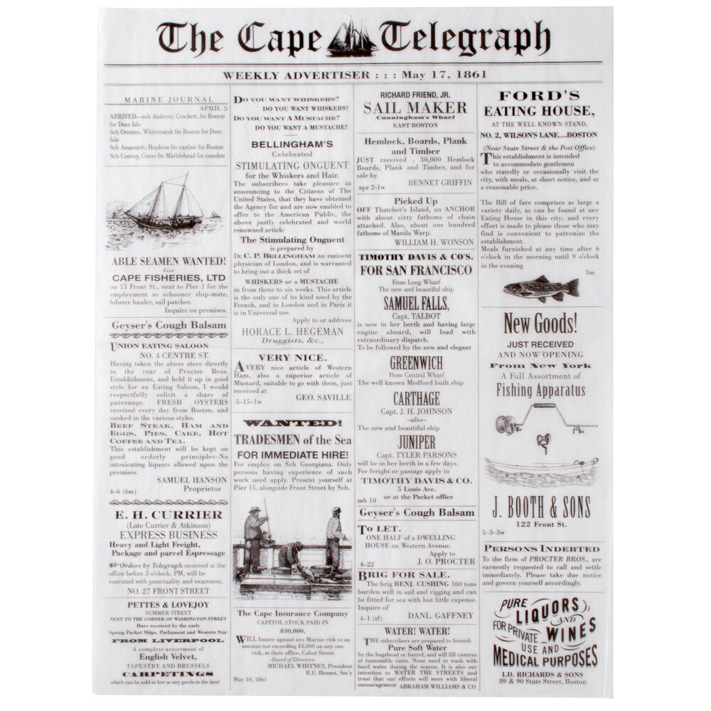 Choice 16" x 12" Newspaper Print Deli Sandwich Wrap Paper 1000 / Pack