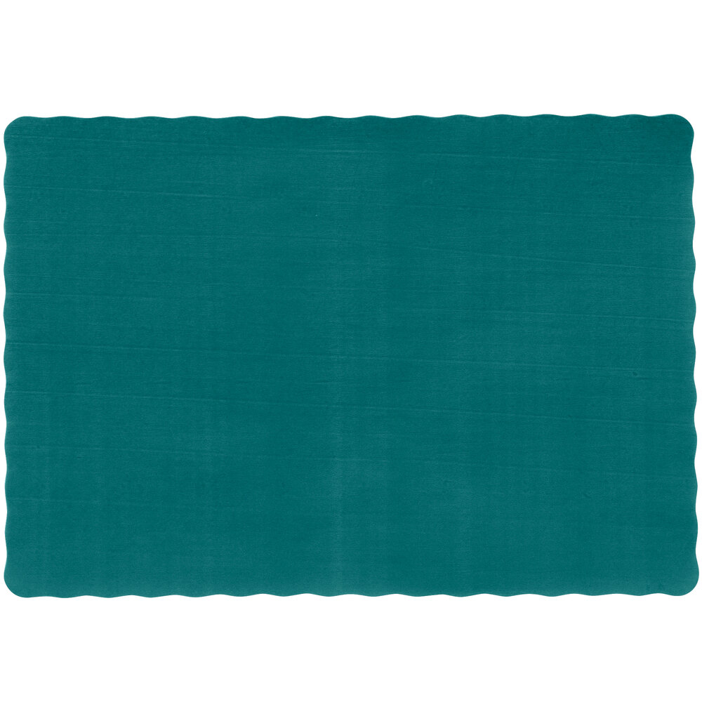 10" x 14" Emerald Green Colored Paper Placemat with Scalloped Edge