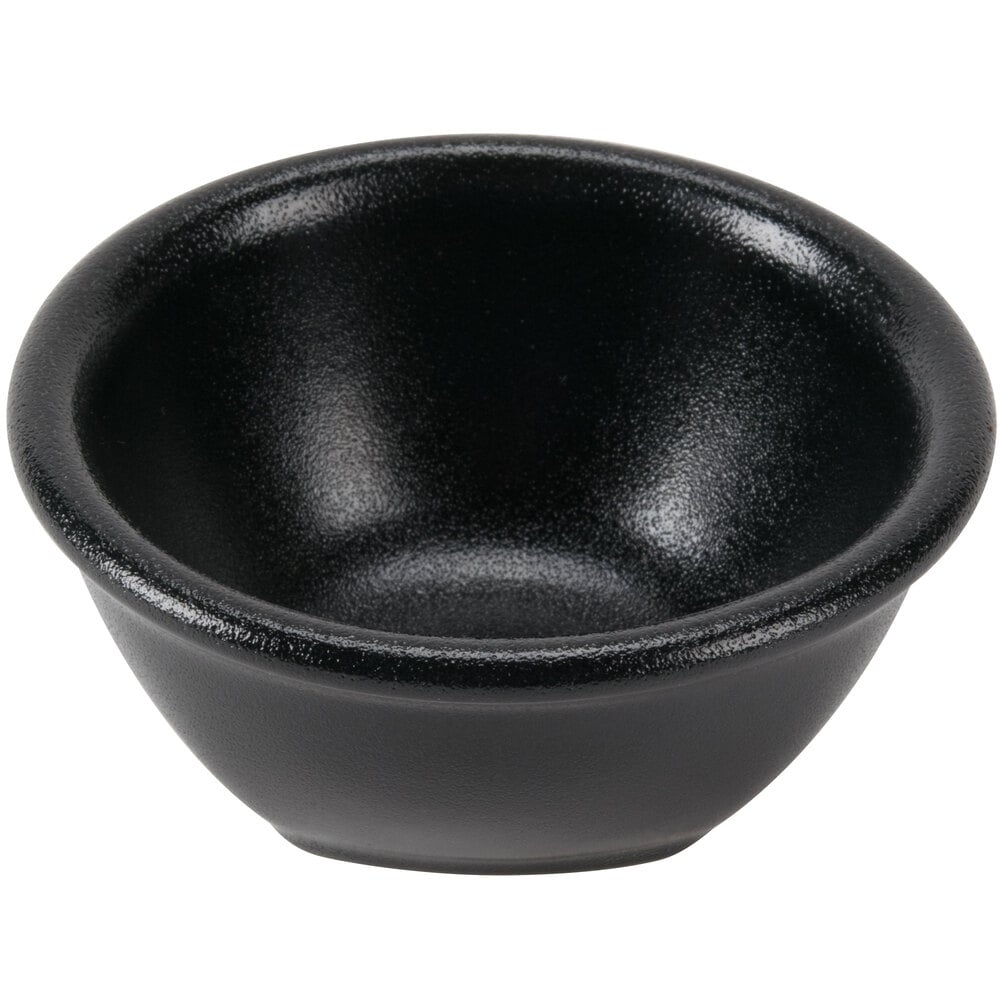 Hall China 44600AFCA Foundry 2.5 oz. Black Ceramic Sauce Dish 36/Case