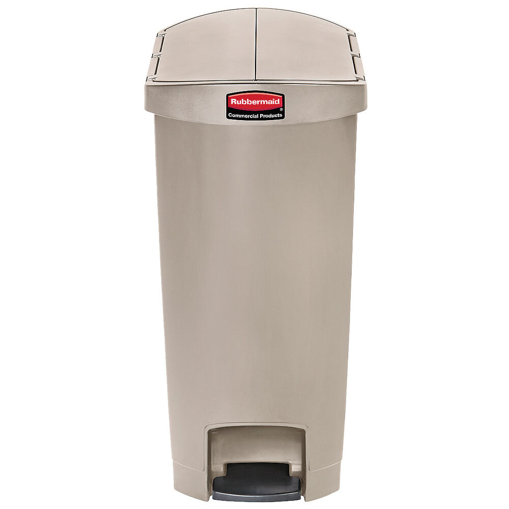 Rubbermaid 1883551 Slim Jim Resin Beige End StepOn Trash Can with