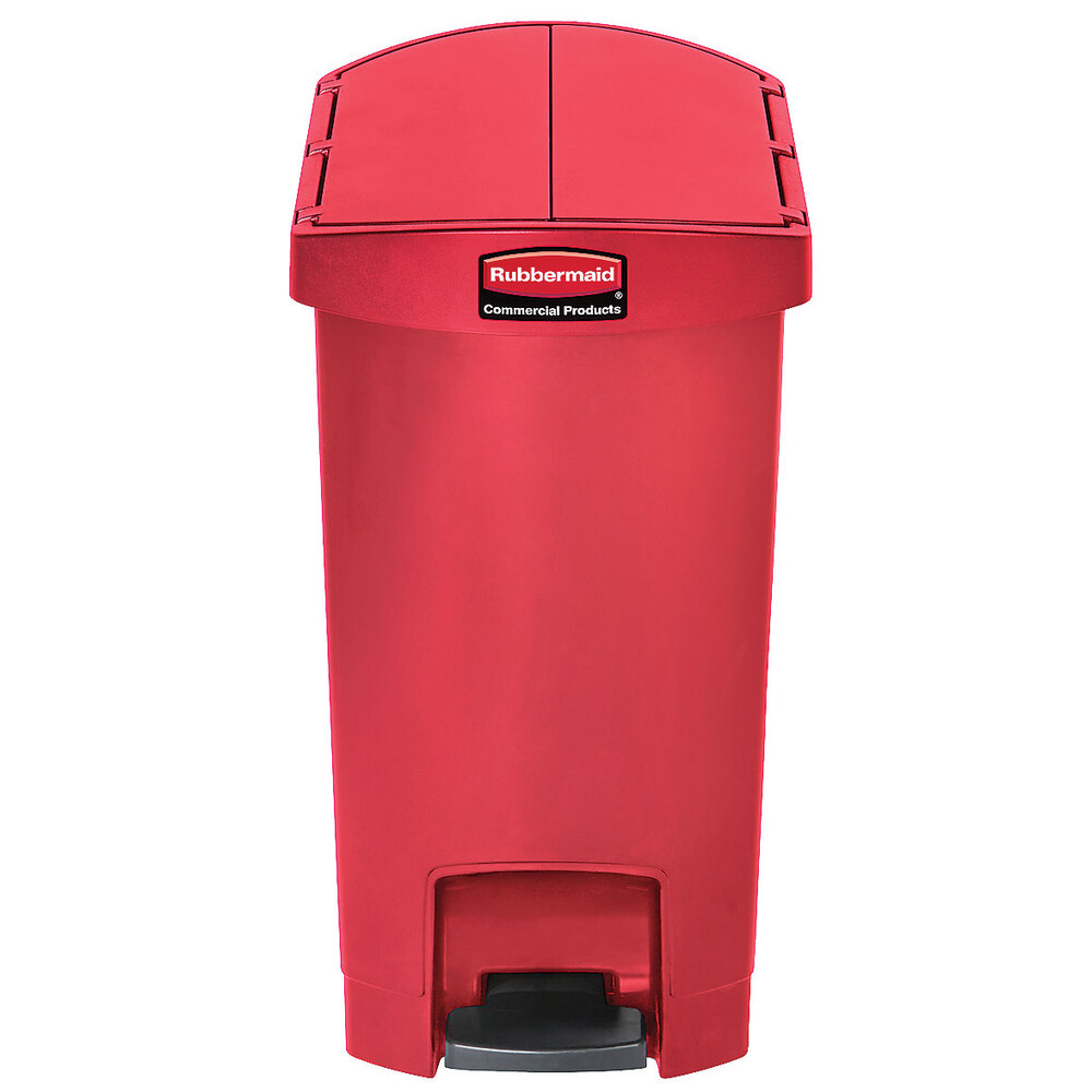 Rubbermaid 1883565 Slim Jim Resin Red End StepOn Trash Can with Rigid