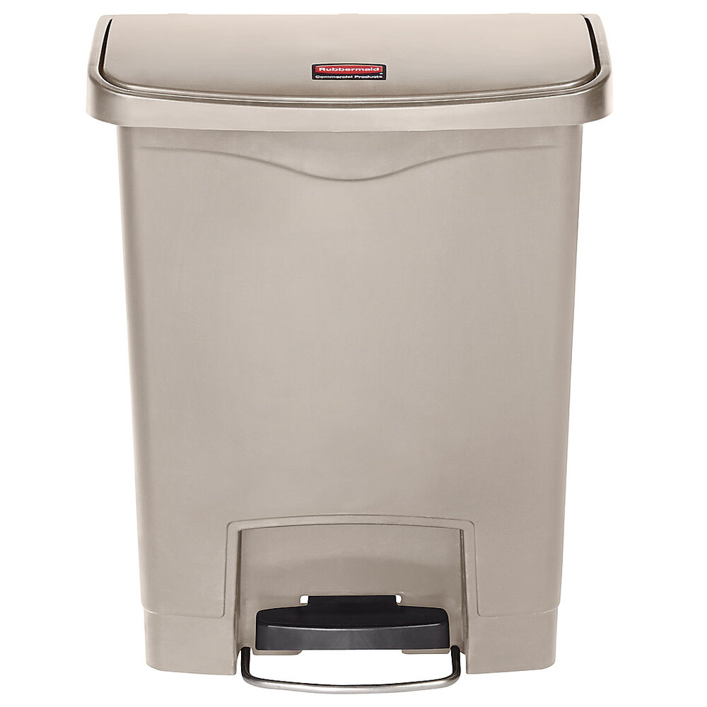 Rubbermaid 1883456 Slim Jim Resin Beige Front StepOn Trash Can 8 Gallon