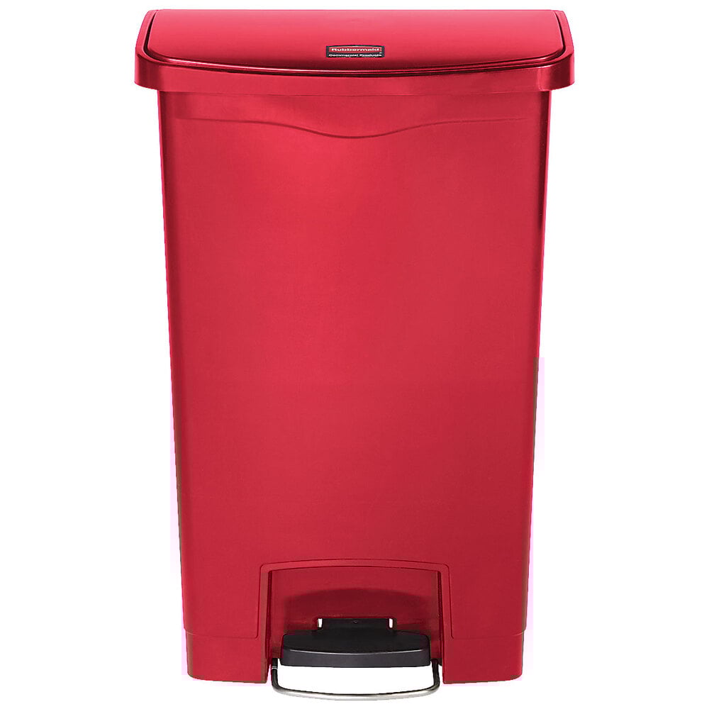 Rubbermaid 1883566 Slim Jim Resin Red Front StepOn Trash Can 13 Gallon