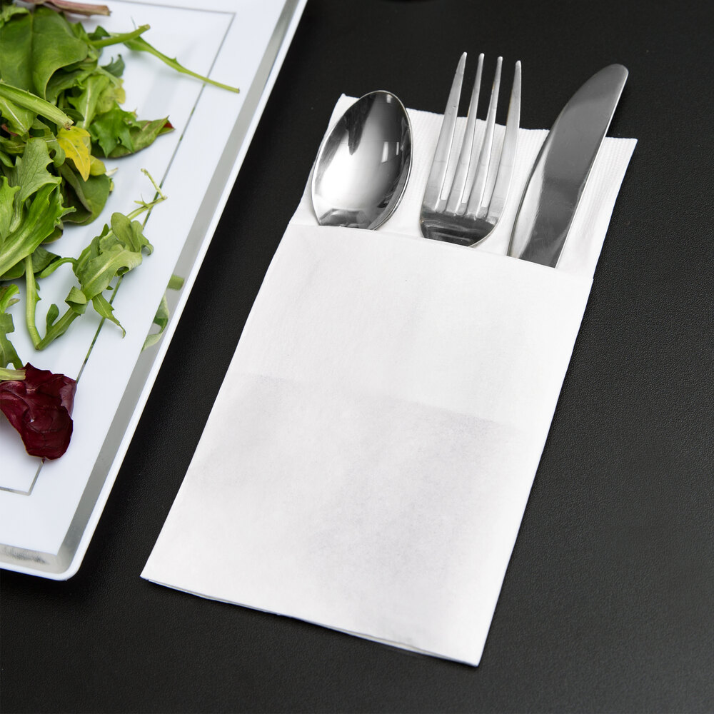 Choice ReadyNap 15" x 17" White Pocket Fold Dinner Napkin 50/Pack