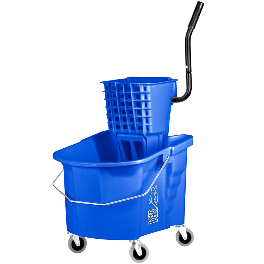 Continental 335312BL 35 Qt. Blue Splash Guard Mop Bucket with Side