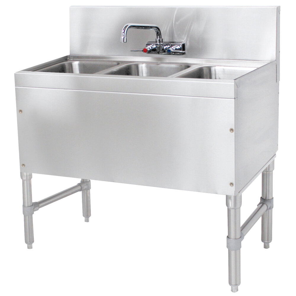 Advance Tabco PRB1933C 3 Compartment Prestige Series Underbar Sink