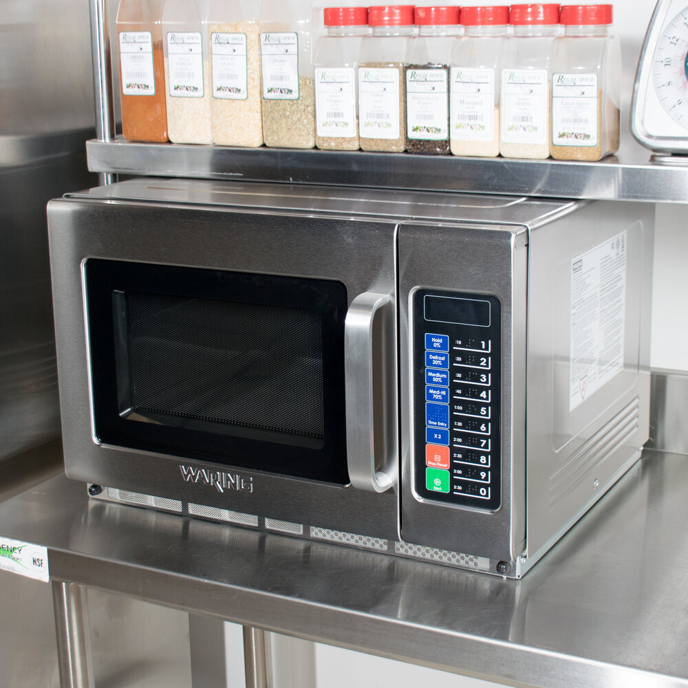 Waring WMO120 Stainless Steel Commercial Microwave with Push Button
