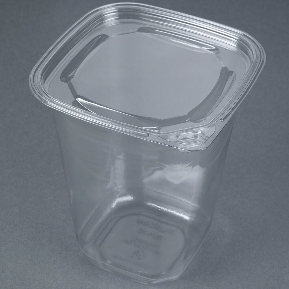32 oz. Square Recycled PET Deli Container and Lid Combo 50 / Pack