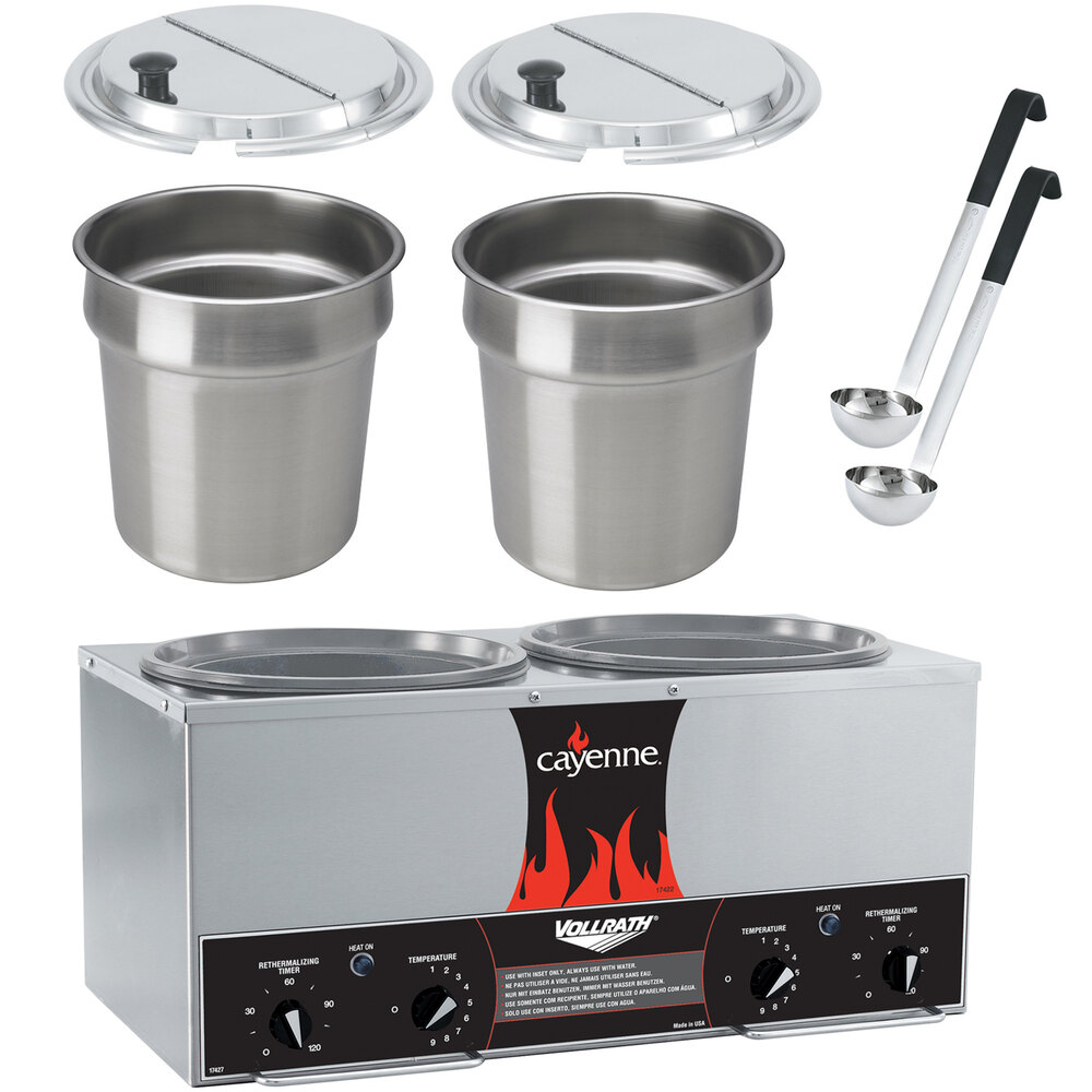 Vollrath 72029 Cayenne Twin Well 7 Qt. Rethermalizer / Warmer Package
