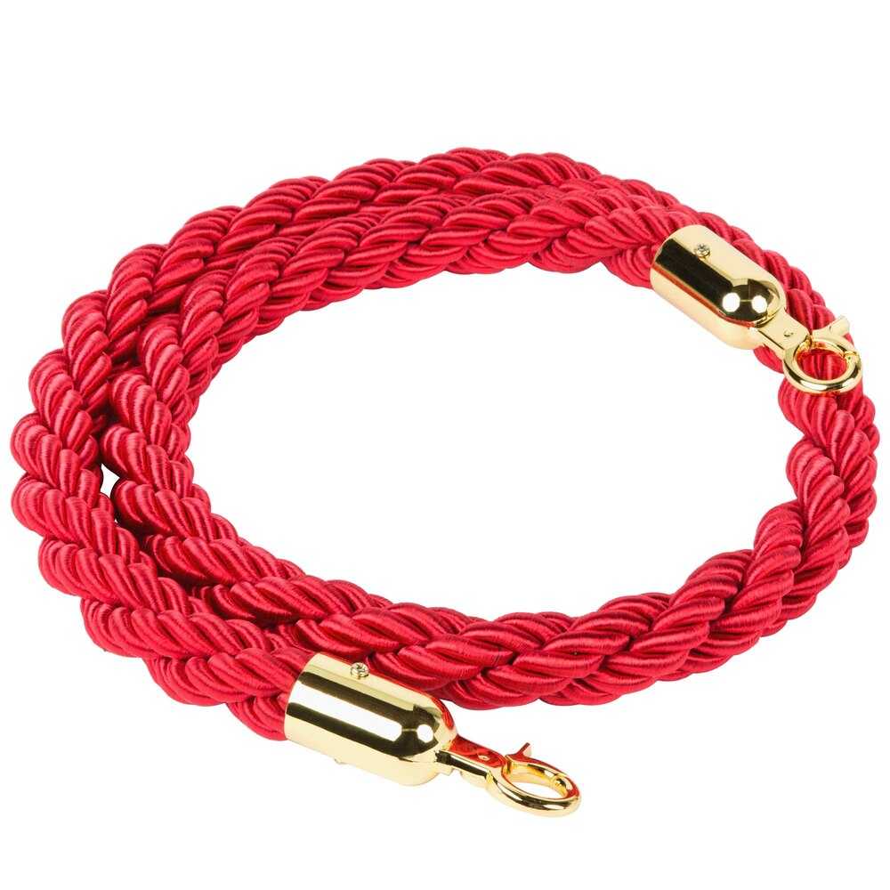 Red 5' Stanchion Rope with Gold Ends for RopeStyle Crowd Control