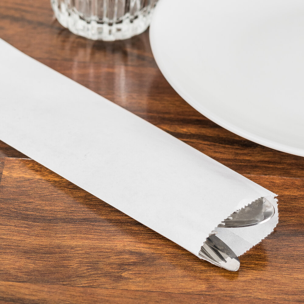 Choice 2 3/4" x 10" White Kraft Disposable Silverware Bag 2000 / Case