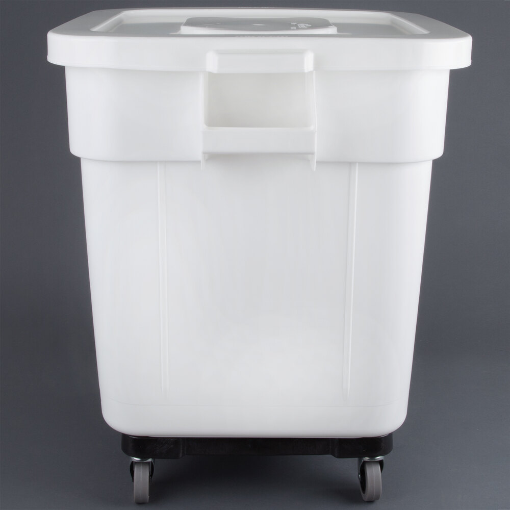 Continental 9332 32 Gallon White Mobile Ingredient Storage Bin with Lid