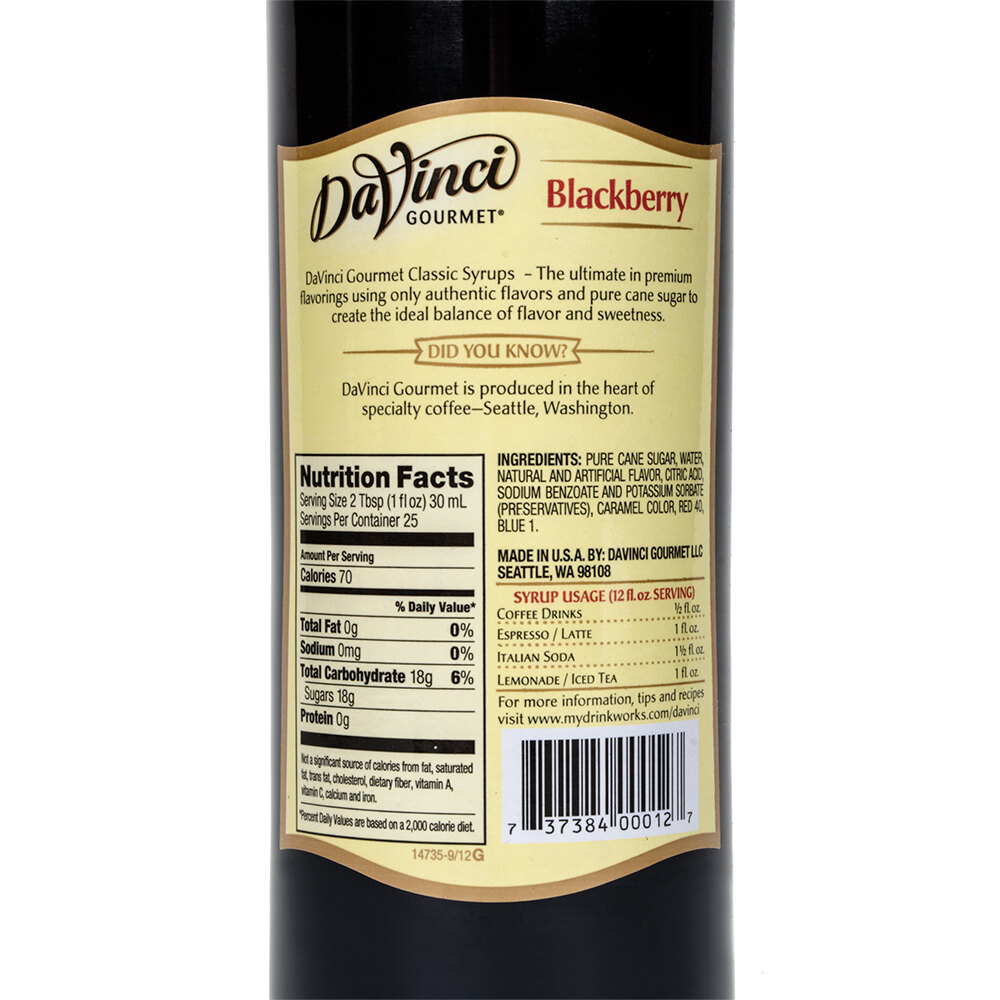DaVinci Gourmet 750 mL Blackberry Classic Coffee Flavoring / Fruit Syrup
