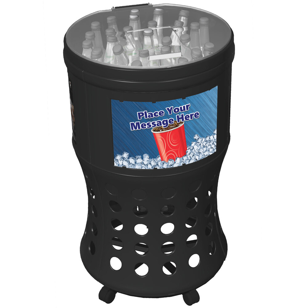 Commercial Zone 73020199 60 Qt. Round Black Plastic Mobile Ice Barrel